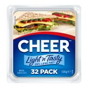 LIGHT & TASTY CHEDDAR CHEESE SLICES 500GM