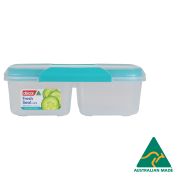 OBLONG CONTAINER WITH SPLIT AND CLIP LIDS 2L