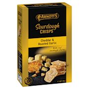 SOURDOUGH CRISPS CRACKERS CHEDDAR & ROAST GARLIC 150GM