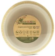 ECO OCCASIONS SUGARCANE BOWL WITH GOLD RIM 160MM 10PK