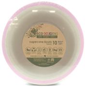 ECO OCCASIONS SUGARCANE BOWL WITH LIGHT PINK RIM 160MM 10PK