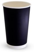 BLACK SMOOTH DOUBLE WALL COFFEE CUP 16OZ 25S