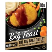 BIG BEEF CUTLET WITH PEPPER GRAVY MUSTARD MASH & VEG 480GM