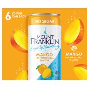 LIGHTLY SPARKLING FLAVOURS WATER MANGO CANS 6X250ML