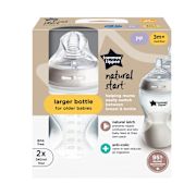 NATURAL START ANTI-COLIC BABY BOTTLE WITH MEDIUM FLOW BREAST-LIKE TEAT 2PK