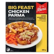 CHICKEN PARMIGIANA WITH CHEESY CHIPS & VEG 480GM
