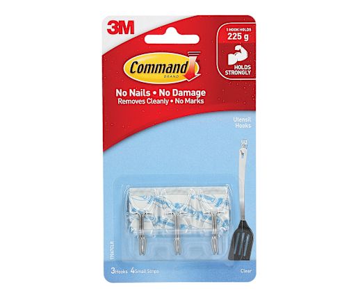 COMMAND CLEAR UTENSIL HOOKS3PK