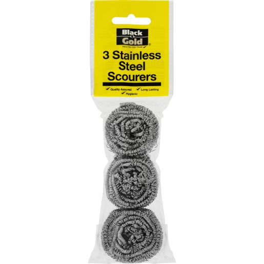 STAINLESS STEEL SCOURERS 3PK