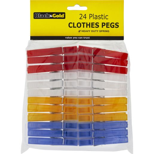 PLASTIC CLOTHES PEGS HEAVY DUTY 24PK