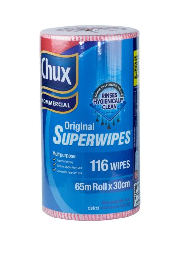 SUPERWIPES ECONOMY ROLL RED 3CM X 65CM 116S