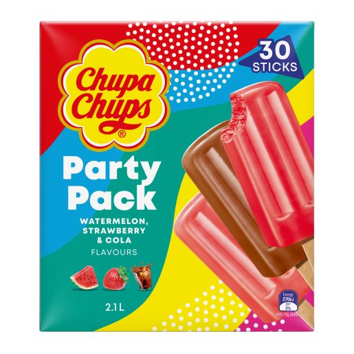 PARTY PACK WATERMELON STRAWBERRY AND COLA WATER ICE BLOCK 30PK