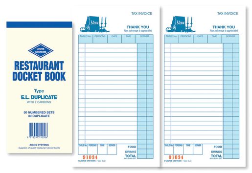 LARGE DUPLICATE RESTAURANT DOCKET BOOK 1EA