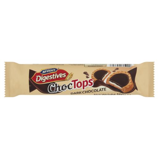 DARK CHOCOLATE CHOC TOPS DIGESTIVES 100GM