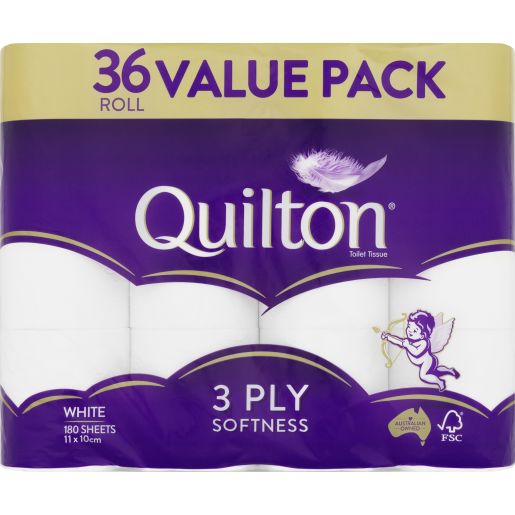 QUILTON WHITE 36 PACK TOILET TISSUE 36PK