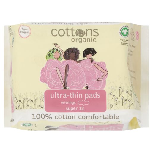 ORGANIC SUPER ULTRA THIN PADS WITH WINGS 12S