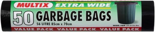 GARBAGE BAGS EXTRA WIDE ROLL 85CM X 7CM 56 LITRE 50S