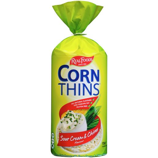 SOUR CREAM & CHIVES CORN THINS 125GM