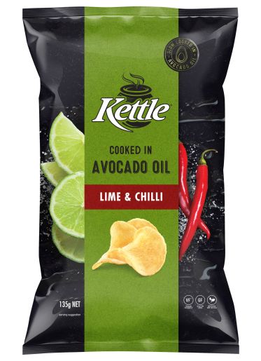LIME & CHILLI COOKED IN AVOCADO OIL POTATO CHIPS 135GM