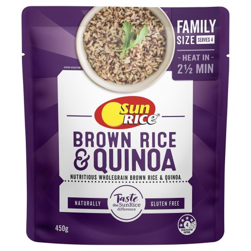 QUINOA BROWN RICE MICROWAVEABLE POUCH 450GM