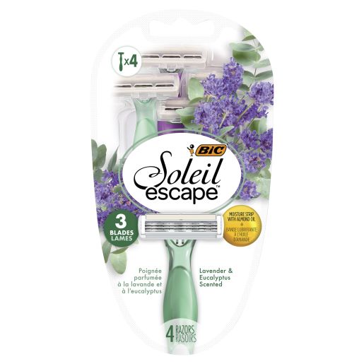 SOLEIL ESCAPE EUCALYPTUS & LAVENDER SCENTED RAZOR & 3 BLADE 4PK