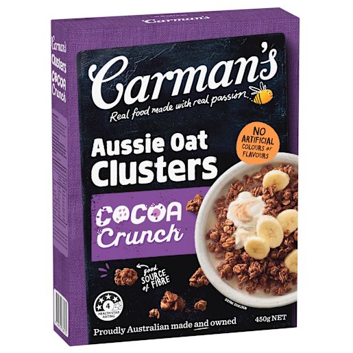 COCOA CRUNCH AUSSIE OAT CLUSTERS CEREAL 450GM