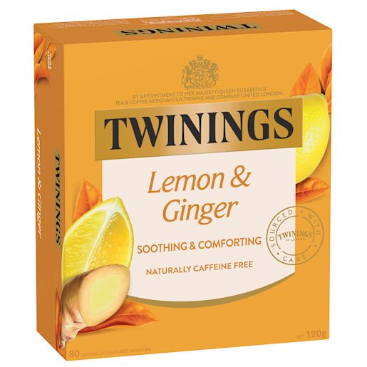 LEMON & GINGER HERBAL INFUSIONS TEABAGS 80S