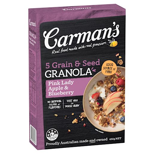 5 GRAIN & SUPER SEED APPLE & BLUEBERRY GRANOLA 450GM