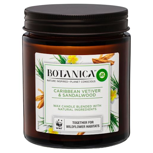 CARIBBEAN VETIVER & SANDALWOOD BOTANICA SCENTED CANDLE 205GM