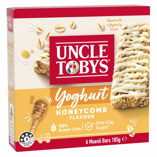 YOGURT TOPS HONEYCOMBE MUESLI BAR 185GM