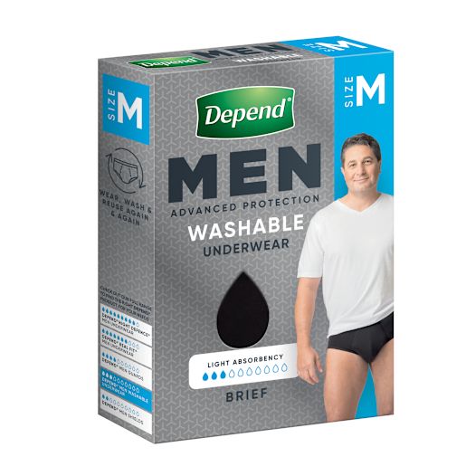 BLACK MEDIUM MENS REUSABLE BRIEF 1PK