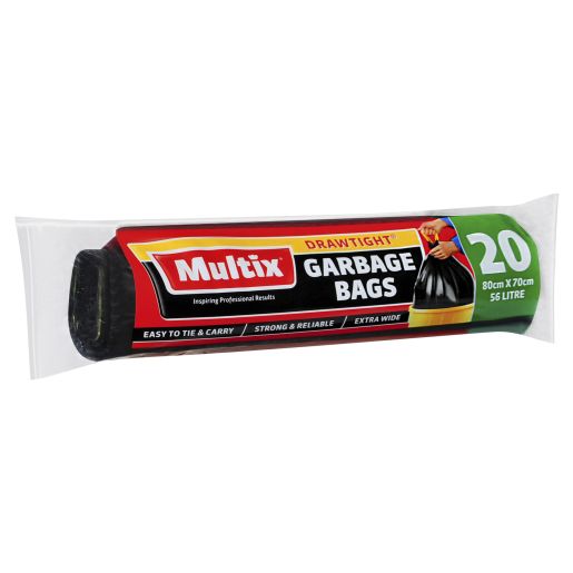 GARBAGE BAGS DRAWTIGHT EXTRA WIDE ROLL 8CM X 7CM 56 LITRE 20S