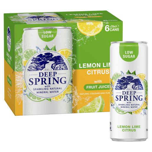 SPARKLING MINERAL WATER LEMON LIME CITRUS CANS 6X250ML