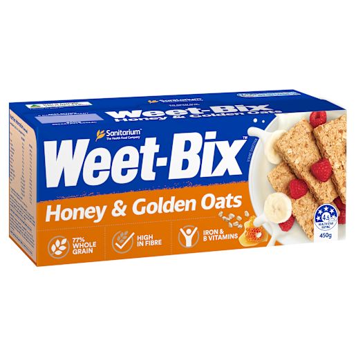 HONEY & GOLDEN OATS WEET-BIX 450GM