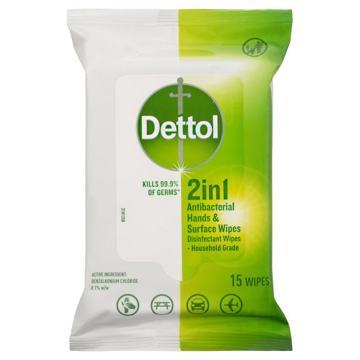 ANTI- BACTERIAL WIPES 2IN1 HAND SURFACES 15S