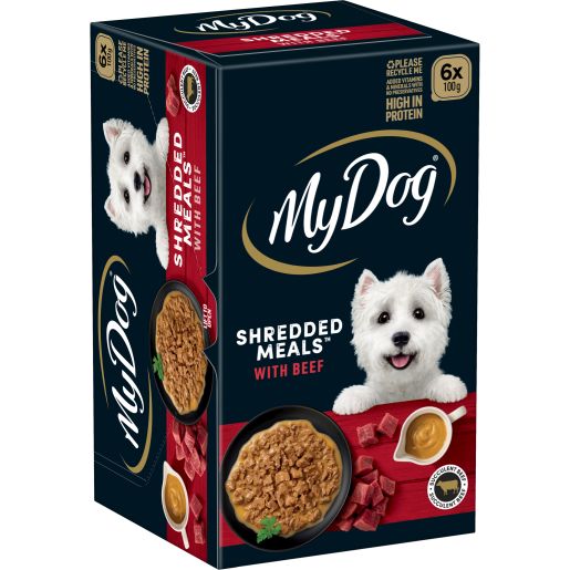 BEEF SHREDDED WET DOG FOOD 6X100GM