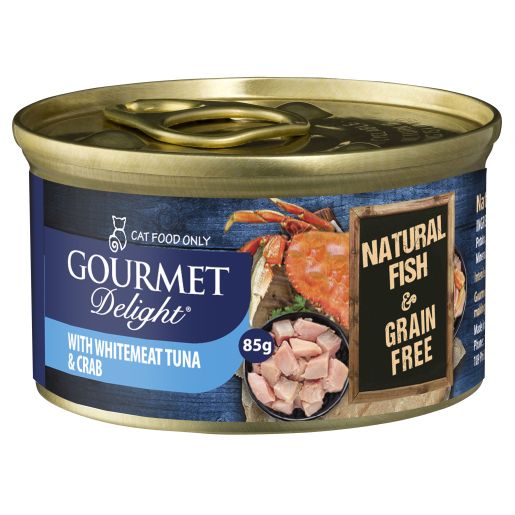 GOURMET D-LITE WHITEMEAT TUNA AND CRAB WET CAT FOOD 85GM