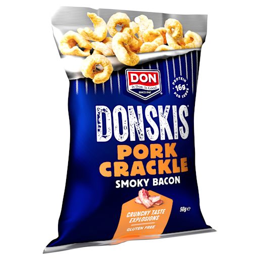 DONSKI SMOKEY BACON PORK CRACKLE 50GM