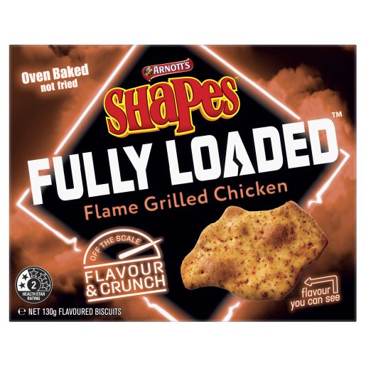 SHAPES SNACKS FULLY LOADED FLAME GRILLED CHICKEN 130GM