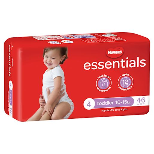 ESSENTIALS TODDLER SIZE 4 NAPPIES 46S