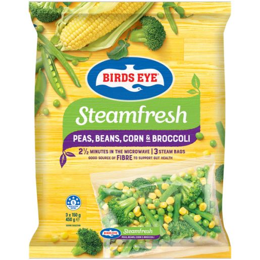 STEAM FRESH PEA BEANS CORN & BROCOLI 450GM