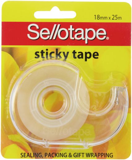 STICKY TAPE WITH DISPENSER 18MM X 25M 1EA