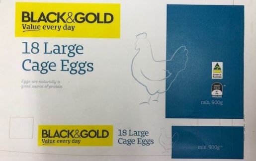 LARGE CAGE EGGS   18 PACK 900GM