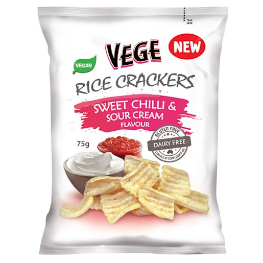 SWEET CHILLI & SOUR CREAM RICE CRACKERS 75GM