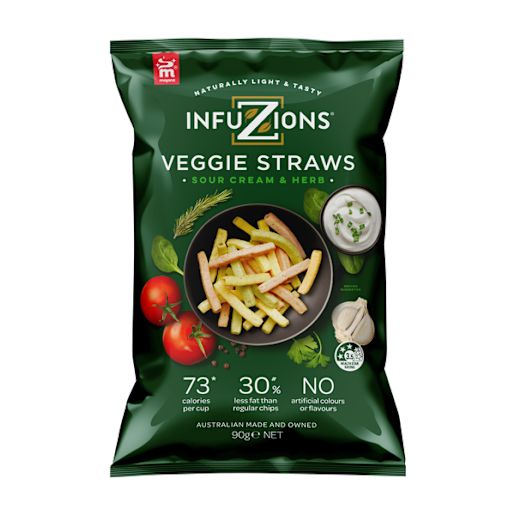 INFUZIONS VEGGIE STRAWS SOUR CREAM AND HERB 90GM