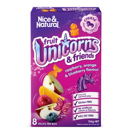 UNICORN RASPBERRY & ORANGE FRUIT SNACKS 136GM