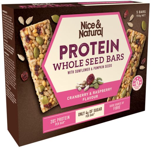 CRANBERRY & RASPBERRY WHOLE SEED PROTEIN BAR 150GM