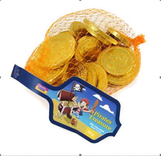 CHOC COINS IN MESH BAG 80GM