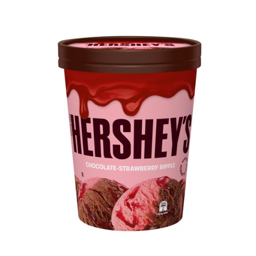 CHOCOLATE STRAWBERRY RIPPLE ICE CREAM TUB 1L