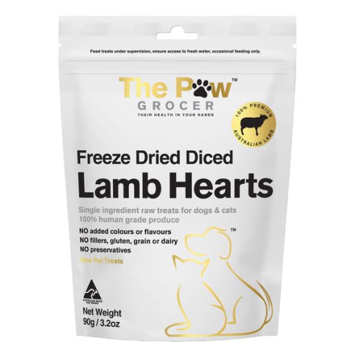 DICED LAMB HEARTS FREEZE DRIED PET TREAT 90GM