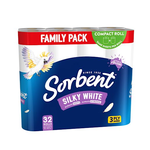 WHITE 3PLY TOILET TISSUE 32PK